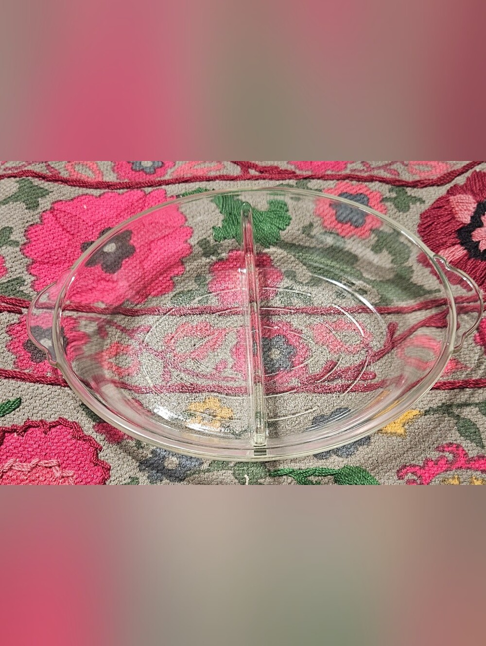 Glasbake Vintage Glass Divided Serving Tray